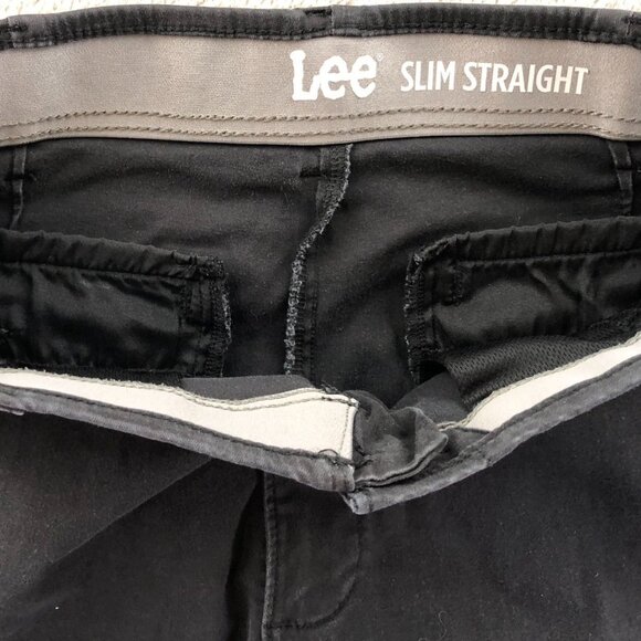 Lee Mens Pants Size 34x30 Black Slim Straight Leg Classic Workwear Flat Front - Picture 3 of 12